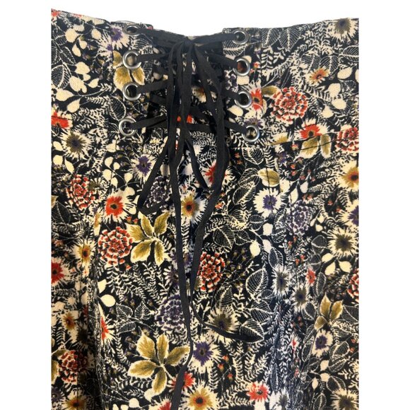 Edme & Esyllte Boho Floral A-Line Skirt With Lace-Up Detail Size 4 - Picture 3 of 9